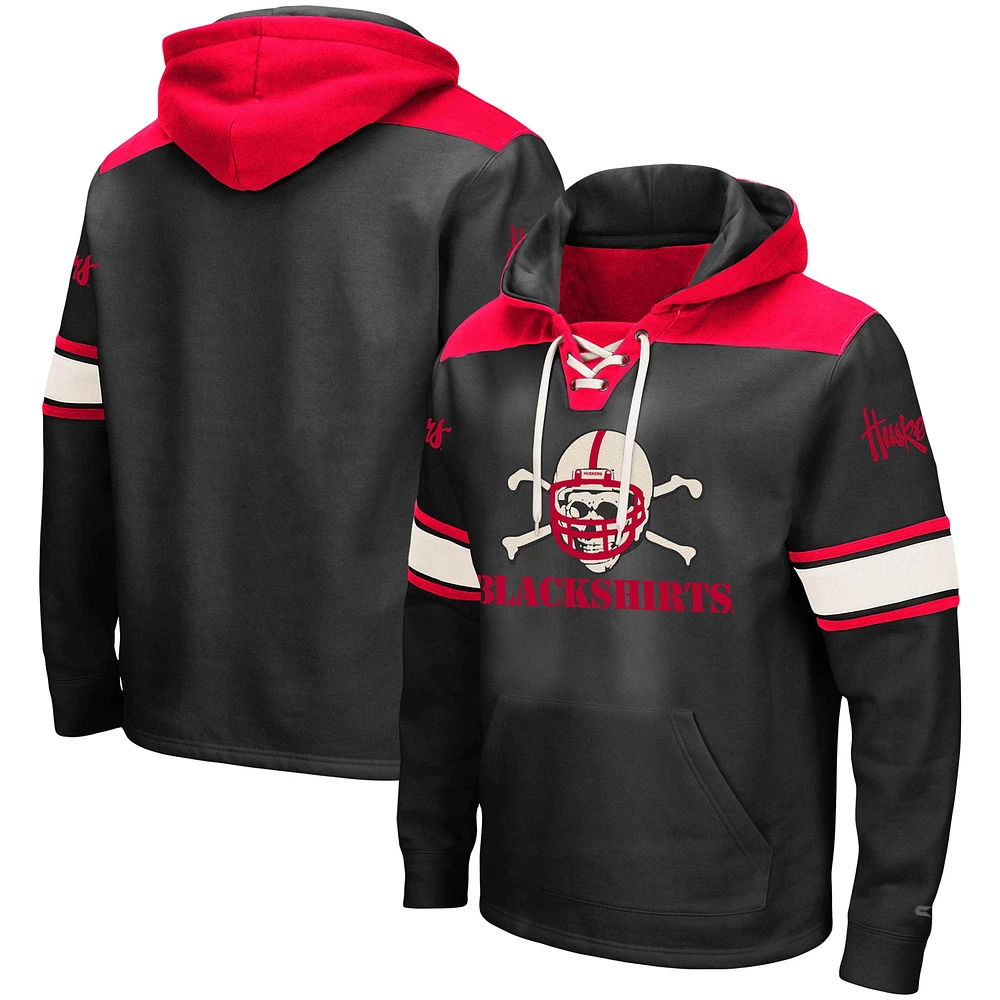 Sweat à capuche lacets Colosseum noir Nebraska Huskers 2.0 pour hommes