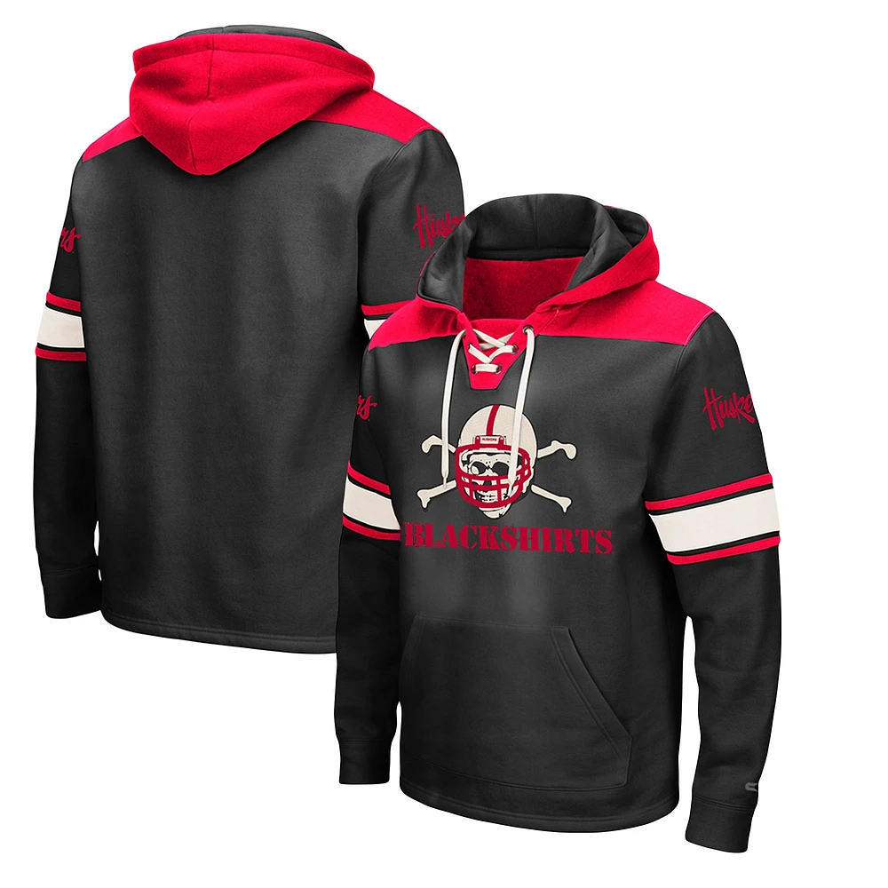 Sweat à capuche lacets Colosseum noir Nebraska Huskers 2.0 pour hommes