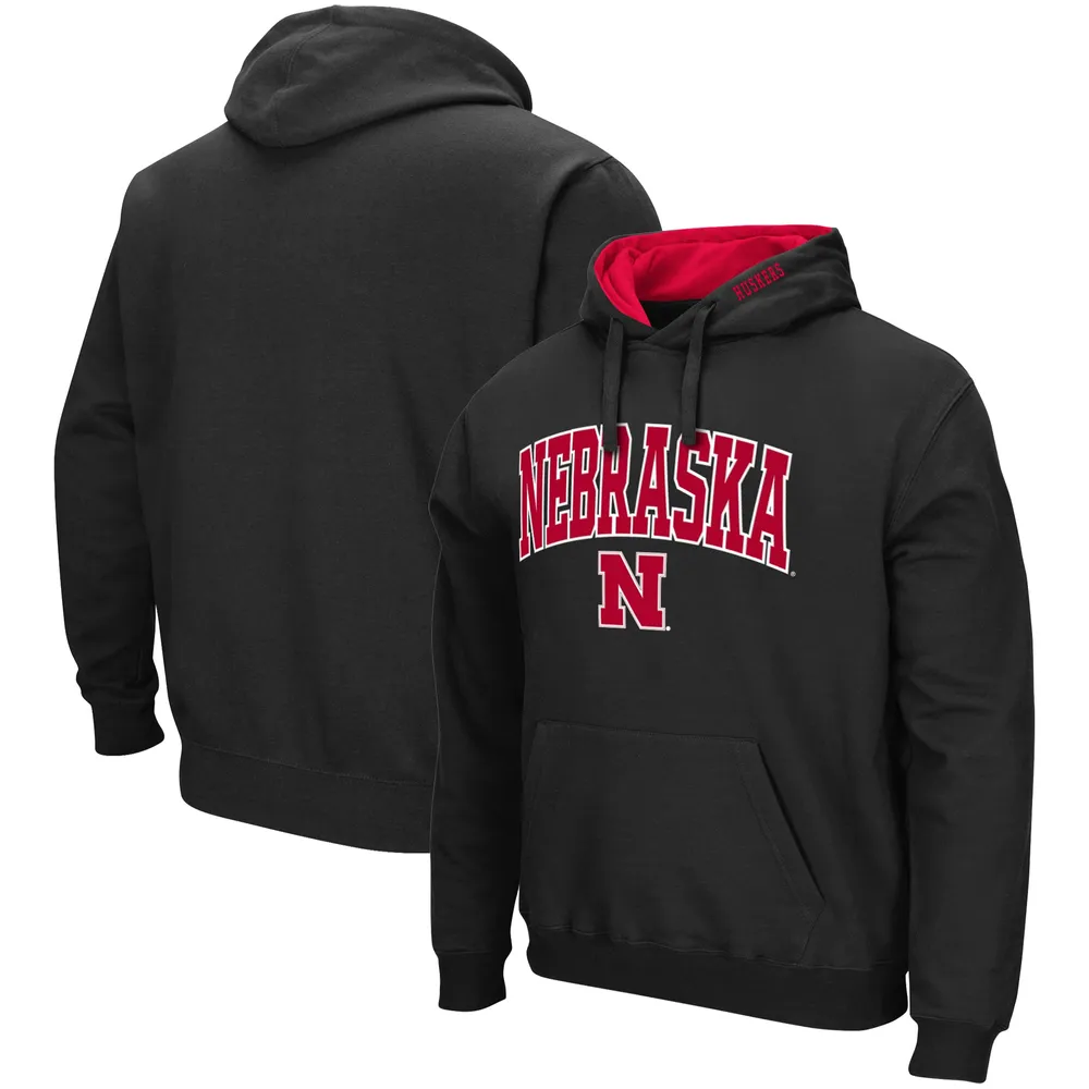 Men's Colosseum Black Nebraska Huskers Arch & Logo 3.0 Pullover Hoodie