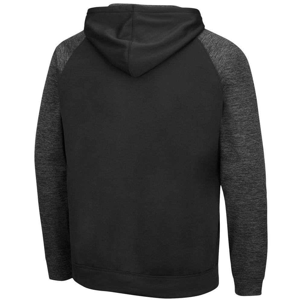 Men's Colosseum Black Nebraska Huskers Blackout 3.0 Tonal Raglan Pullover Hoodie