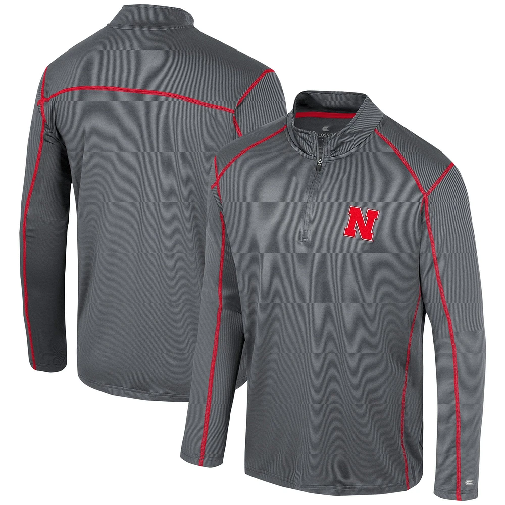 Coupe-vent à quart de zip Colosseum Black Nebraska Huskers Cameron pour hommes