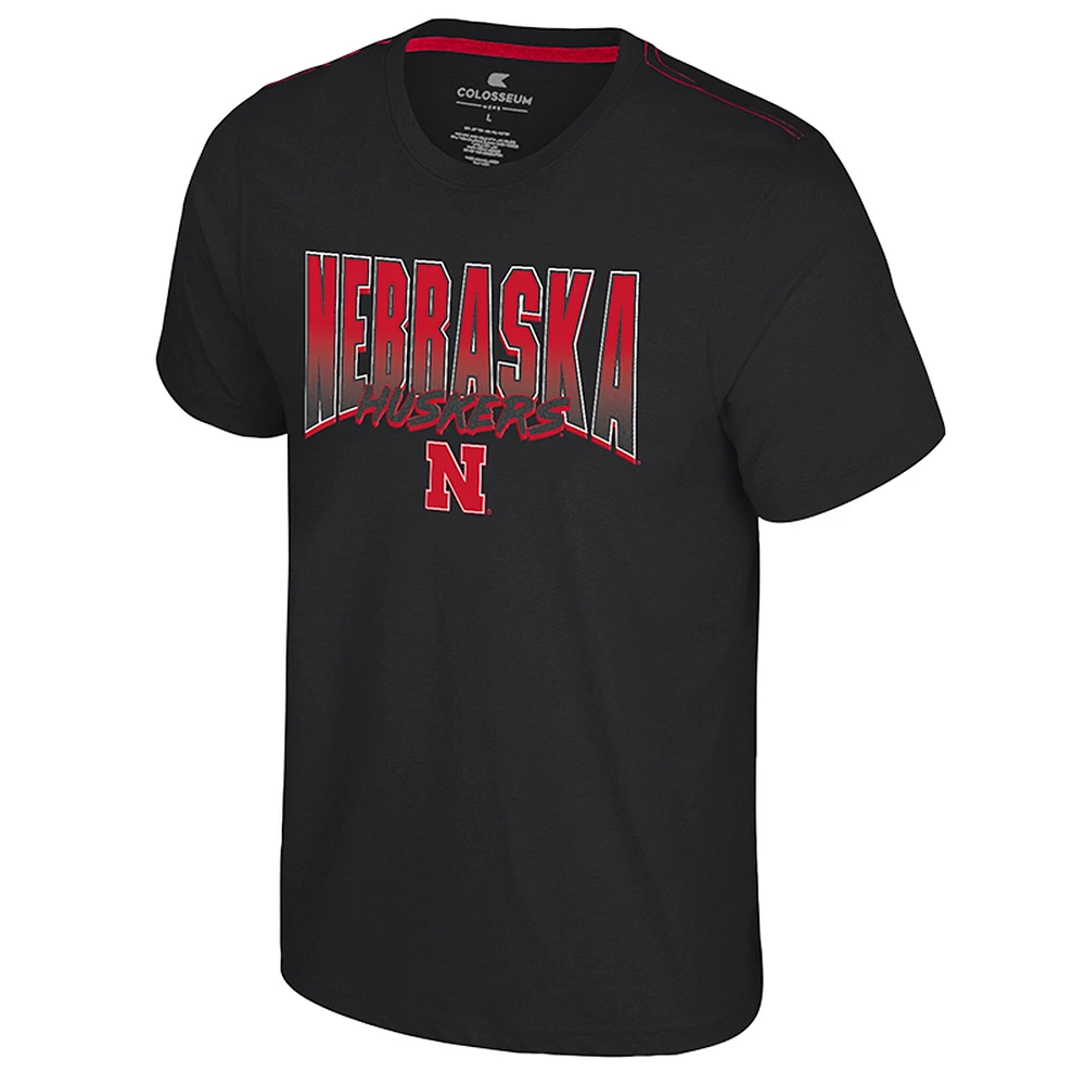 T-shirt à double logo Nebraska Huskers noir Colosseum pour homme
