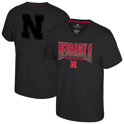 T-shirt à double logo Nebraska Huskers noir Colosseum pour homme
