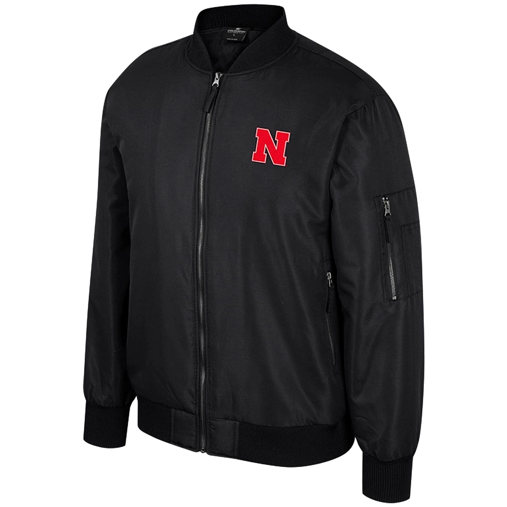 Men's Colosseum  Black Nebraska Huskers Full-Zip Bomber Jacket