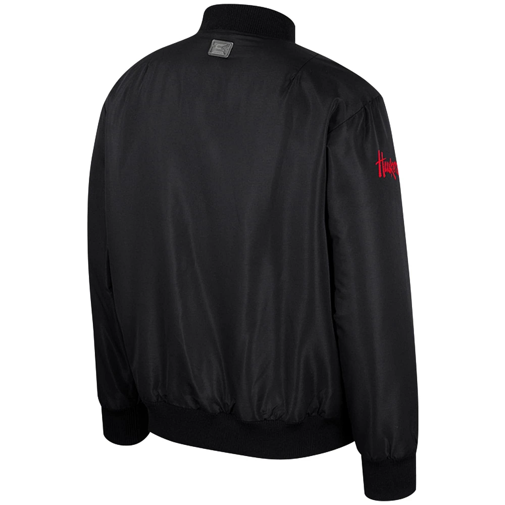 Men's Colosseum  Black Nebraska Huskers Full-Zip Bomber Jacket