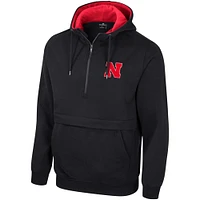 Sweat à capuche demi-zip Colosseum noir Nebraska Huskers pour hommes