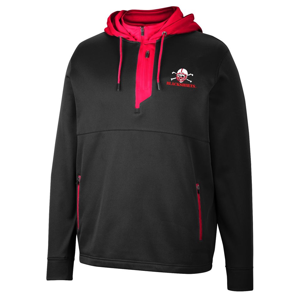 Men's Colosseum Black Nebraska Huskers Luge 3.0 Quarter-Zip Hoodie