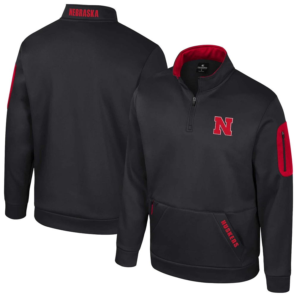 Veste polaire à fermeture éclair quart de tour Nebraska Huskers Mainframe pour homme Colosseum Black