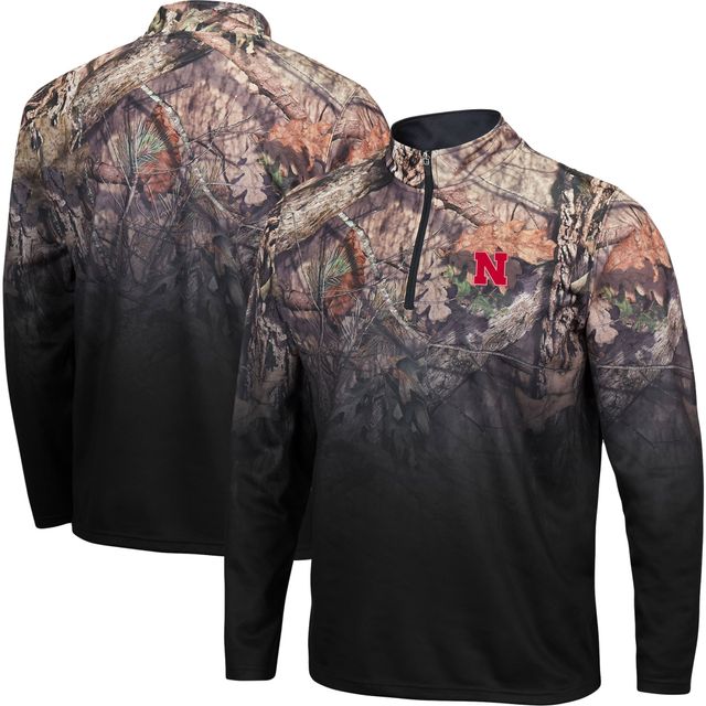 Veste homme Colosseum Black Nebraska Huskers Mossy Oak Fleet II quart-zip