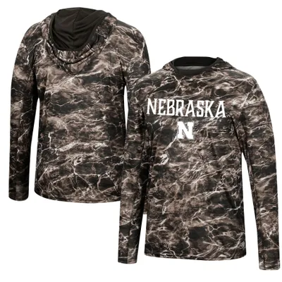 Nebraska Huskers Colosseum Mossy Oak SPF 50 Performance Long Sleeve Hoodie T-Shirt - Black