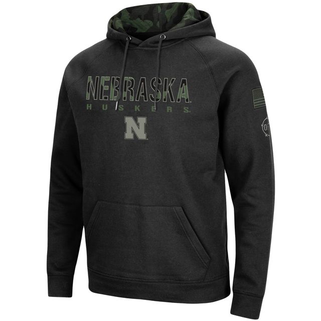 Sweat à capuche Colosseum Black Nebraska Huskers OHT Military Appreciation Camo pour homme