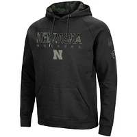 Men's Colosseum Black Nebraska Huskers OHT Military Appreciation Camo Pullover Hoodie