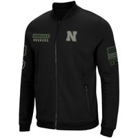 Men's Colosseum Black Nebraska Huskers OHT Military Appreciation High-Speed Bomber Full-Zip Jacket