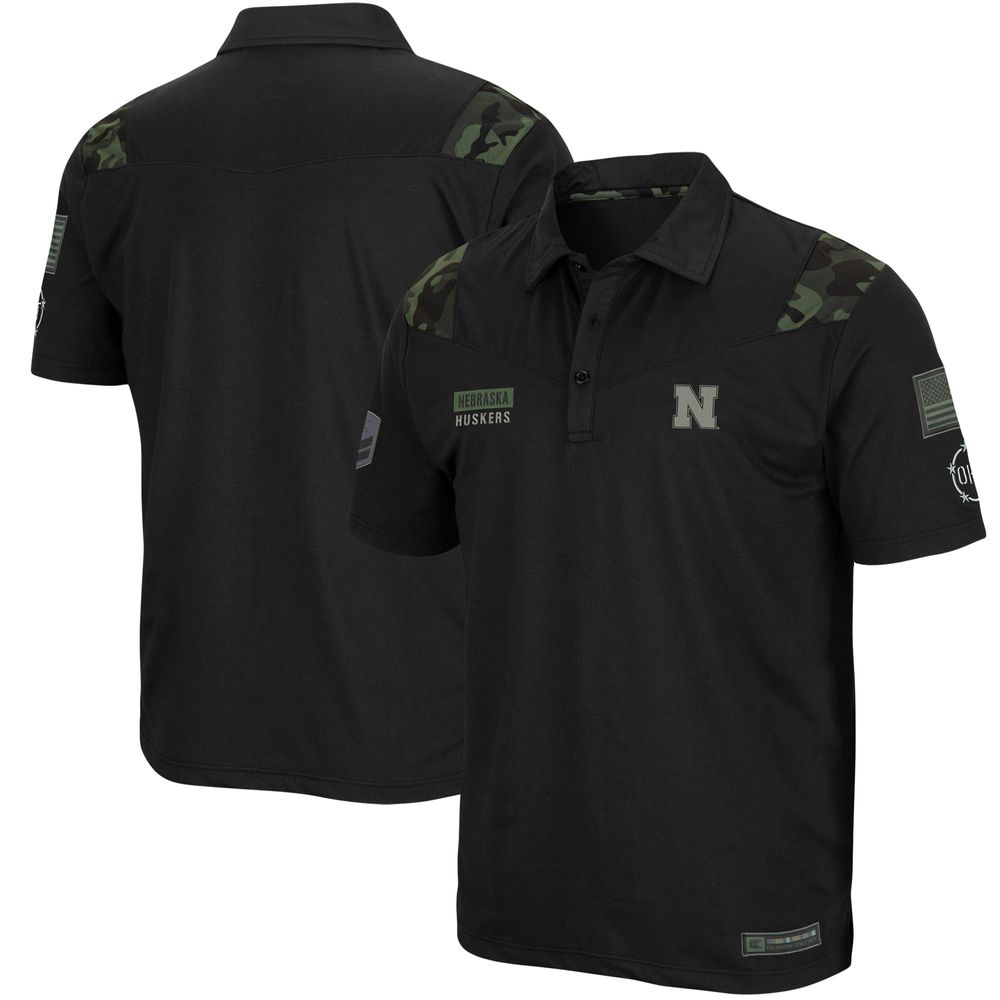 Men's Colosseum Black Nebraska Huskers OHT Military Appreciation Sierra Polo