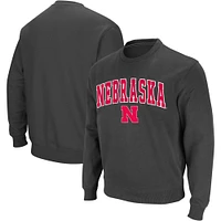 Men's Colosseum Charcoal Nebraska Huskers Arch & Logo Crew Neck Sweatshirt