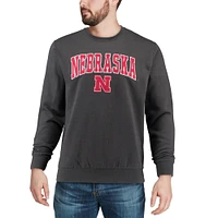 Men's Colosseum Charcoal Nebraska Huskers Arch & Logo Crew Neck Sweatshirt