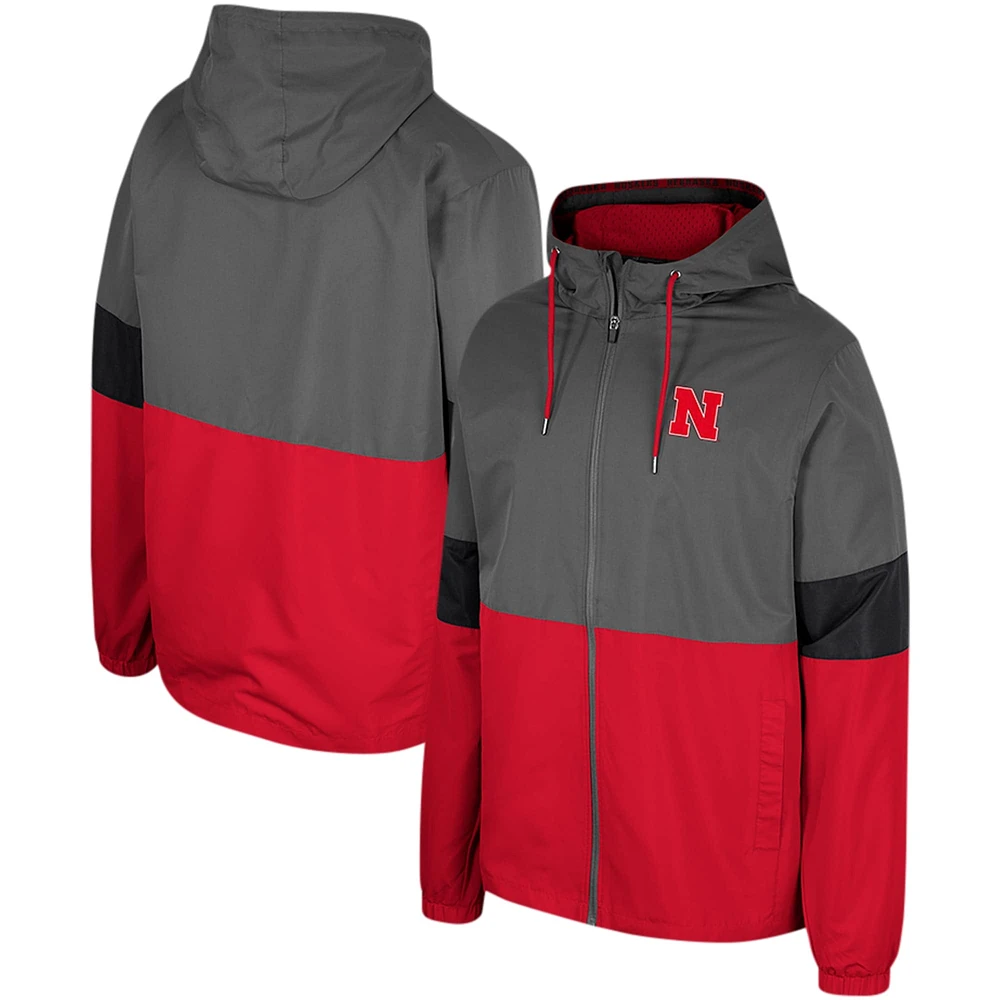 Veste entièrement zippée Colosseum Charcoal Nebraska Huskers Miles pour hommes