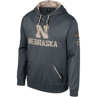 Pull à capuche pour hommes Colosseum Charcoal Nebraska Huskers OHT Military Appréciation