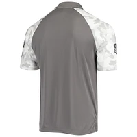 Men's Colosseum Gray/Camo Nebraska Huskers OHT Military Appreciation Raglan Zoomie Polo