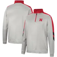 Men's Colosseum Gray/Scarlet Nebraska Huskers Bushwood Fleece Quarter-Zip Jacket