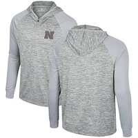 Men's Colosseum Gray Nebraska Huskers Cybernetic Raglan Quarter-Zip Hooded Top