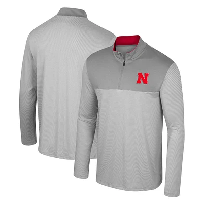 Haut à quart de zip Tuck Nebraska Huskers Colosseum gris pour hommes