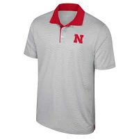 Men's Colosseum Gray Nebraska Huskers Tuck Striped Polo