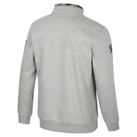 Men's Colosseum Heather Gray Nebraska Huskers OORAH OHT Military Appreciation Fleece Quarter-Zip Jacket