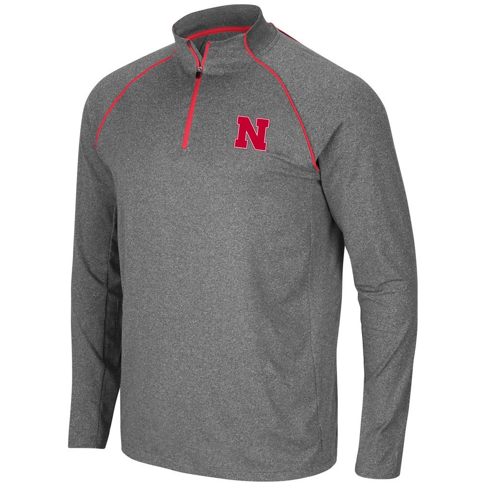 Men's Colosseum Heathered Charcoal Nebraska Huskers Robert Raglan Quarter-Zip Jacket