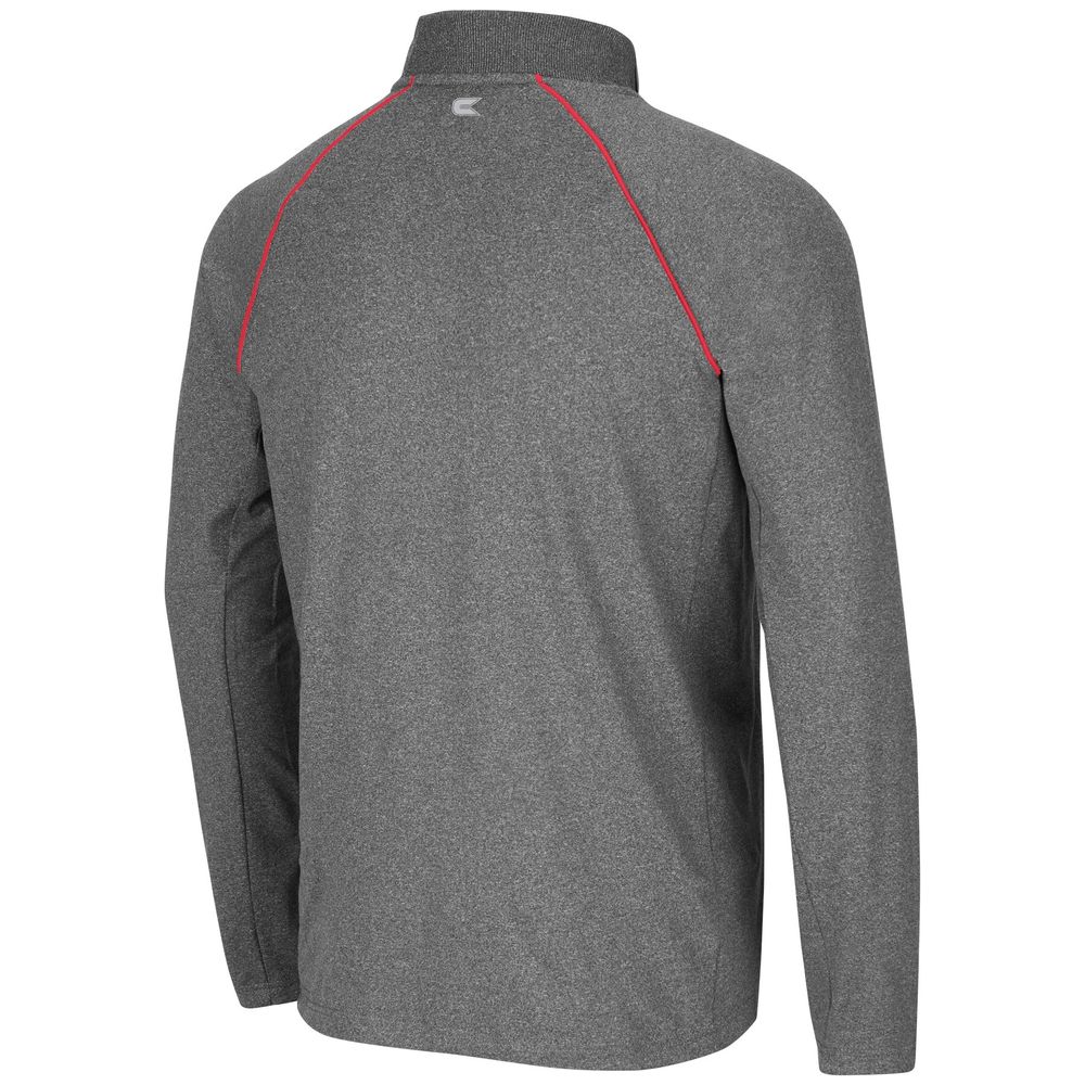 Men's Colosseum Heathered Charcoal Nebraska Huskers Robert Raglan Quarter-Zip Jacket