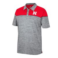 Men's Colosseum Heathered Gray/Scarlet Nebraska Huskers Birdie Polo