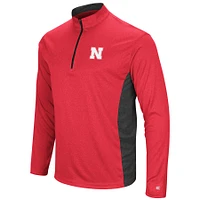 Colosseum Heathered Heather Red Nebraska Huskers Audible Pull coupe-vent léger quart-zip