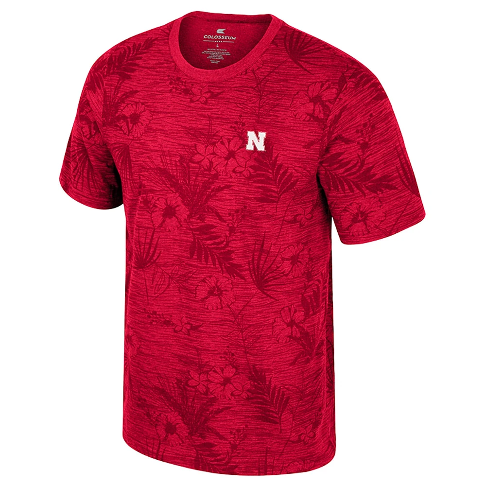 Men's Colosseum Red Nebraska Huskers Floral Printed T-Shirt