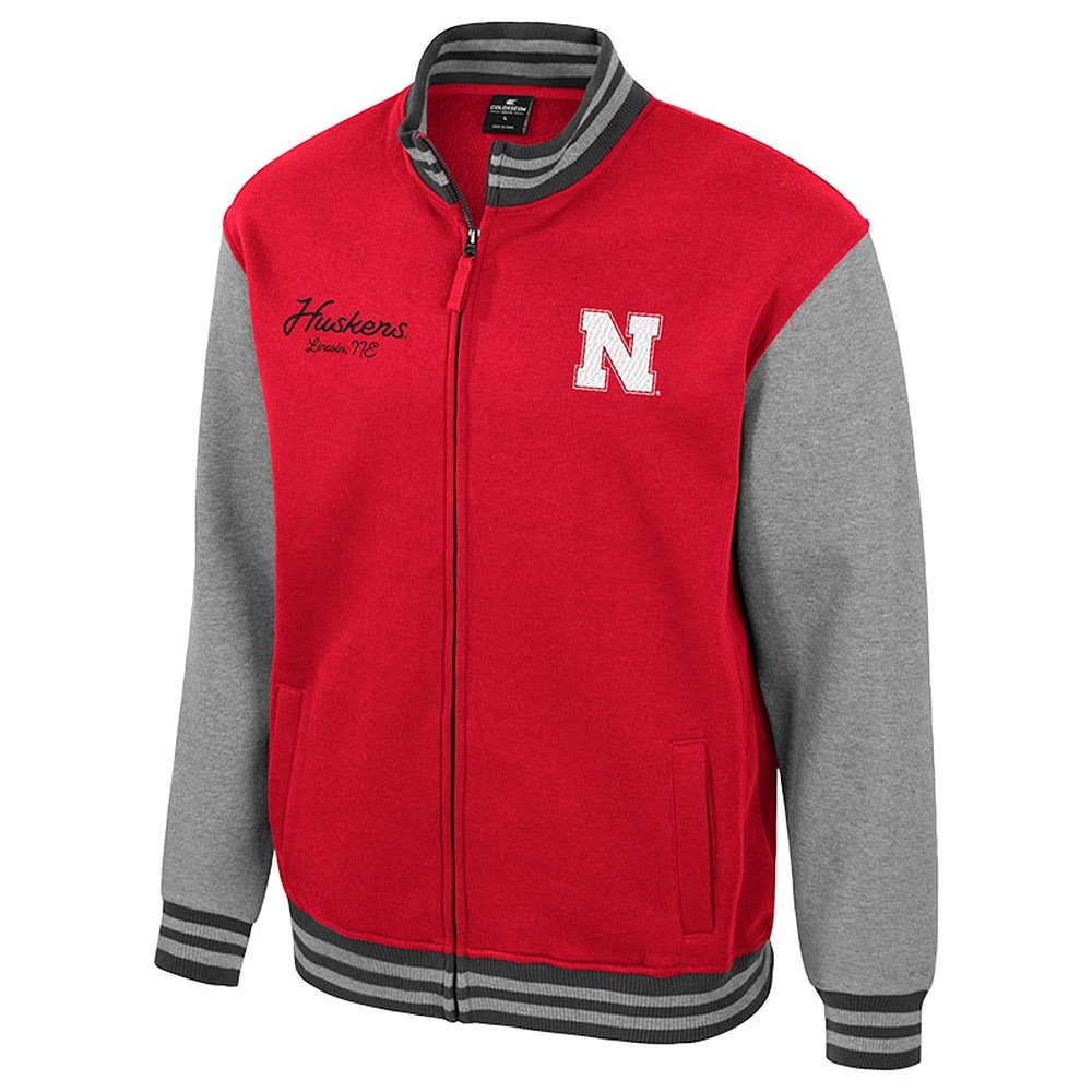 Veste universitaire entièrement zippée Colosseum Scarlet Nebraska Huskers Ambi-Turner pour homme