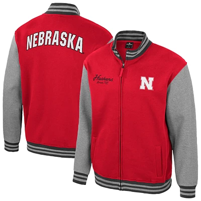 Veste universitaire entièrement zippée Colosseum Scarlet Nebraska Huskers Ambi-Turner pour homme