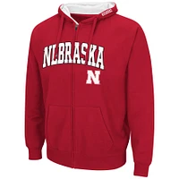 Sweat à capuche entièrement zippé Colosseum Scarlet Nebraska Huskers Arch & Logo 3.0 pour homme