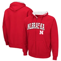 Sweat à capuche entièrement zippé Colosseum Scarlet Nebraska Huskers Arch & Logo 3.0 pour homme