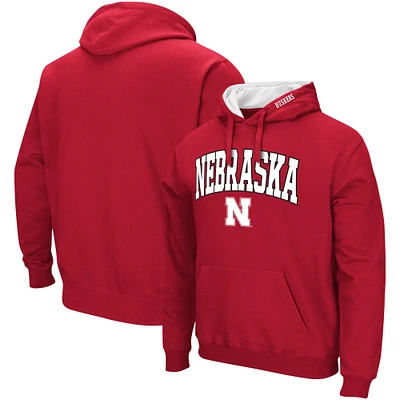 Men's Colosseum Scarlet Nebraska Huskers Arch & Logo 3.0 Pullover Hoodie