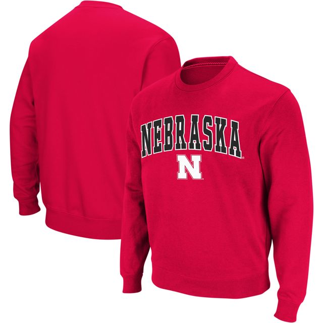 Colosseum Scarlet Nebraska Huskers Arch & Logo Crew Neck Sweat-shirt pour homme