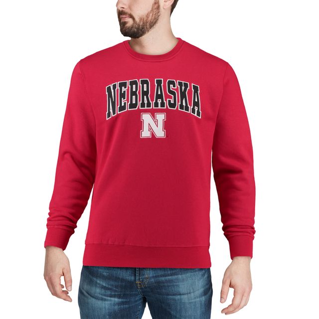 Colosseum Scarlet Nebraska Huskers Arch & Logo Crew Neck Sweat-shirt pour homme