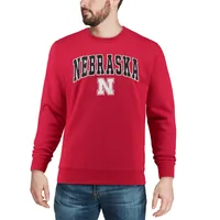 Men's Colosseum Scarlet Nebraska Huskers Arch & Logo Crew Neck Sweatshirt