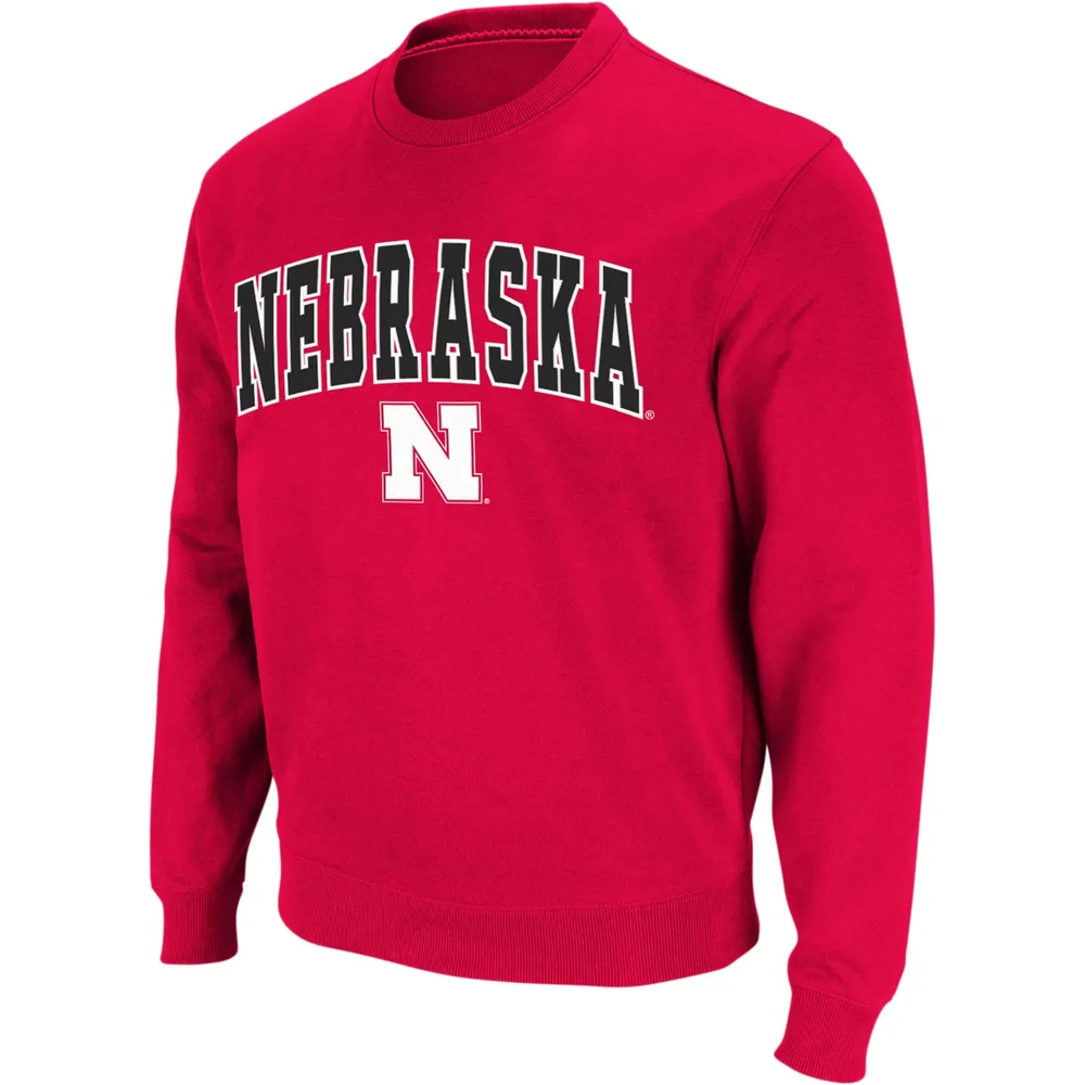 Men's Colosseum Scarlet Nebraska Huskers Arch & Logo Crew Neck Sweatshirt