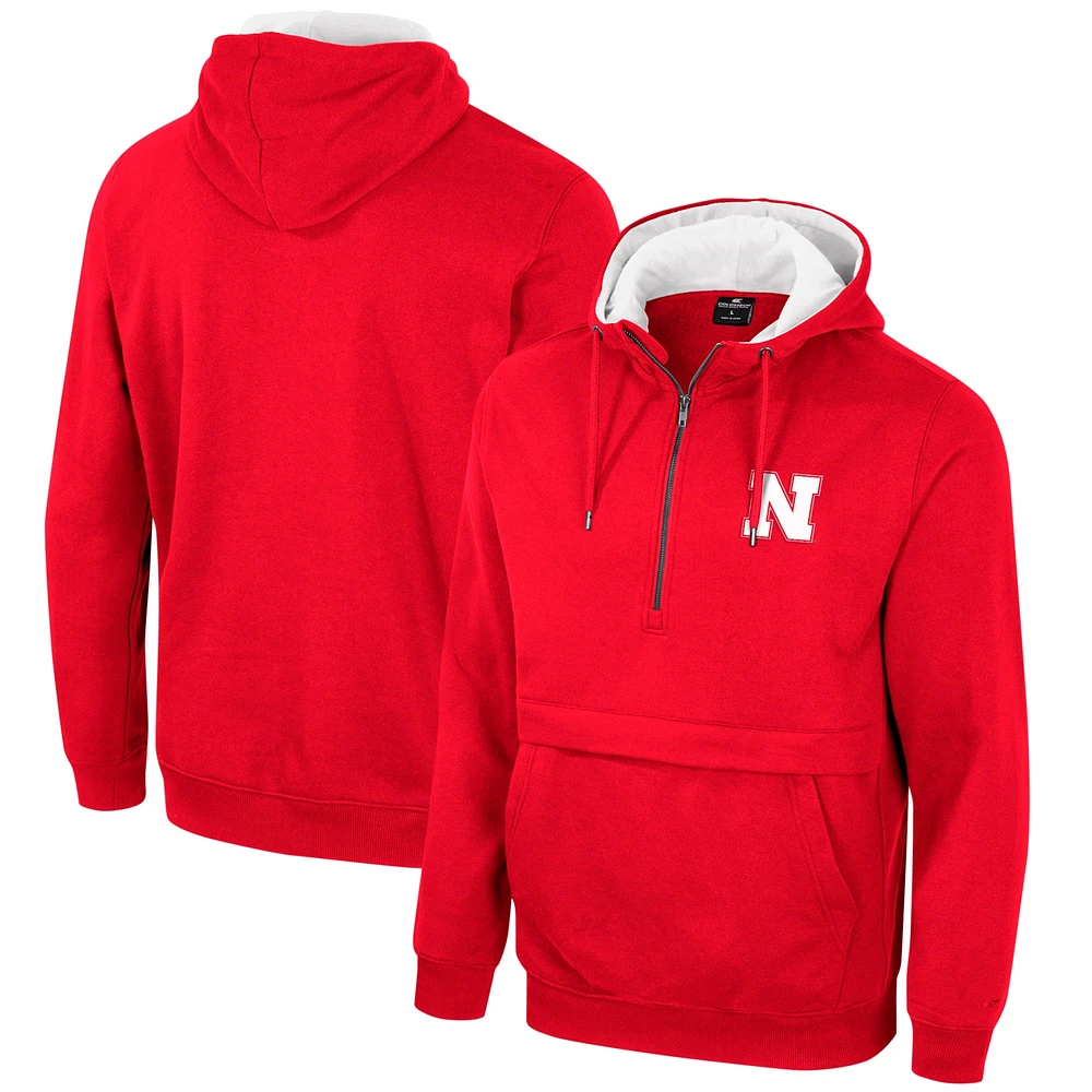 Sweat à capuche demi-zip Colosseum Scarlet Nebraska Huskers pour hommes