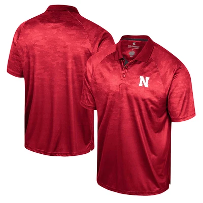 Colosseum Scarlet Nebraska Huskers Honeycomb Raglan Polo Homme