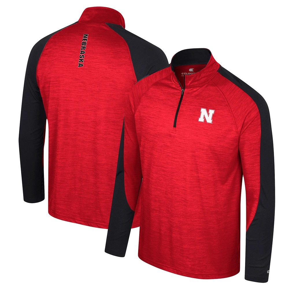 Haut à quart de zip Colosseum Scarlet Nebraska Huskers Langmore Raglan pour hommes