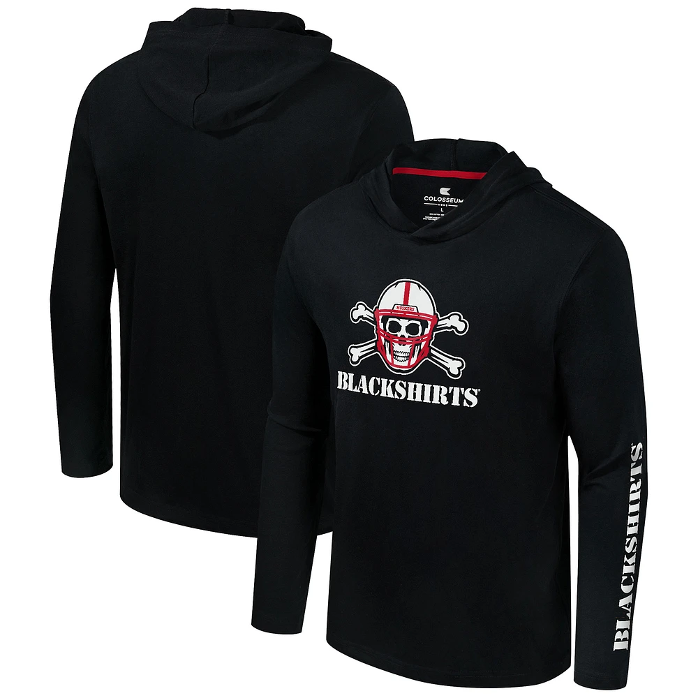 T-shirt à capuche manches longues et logo Lockup Active Blend pour homme Colosseum Scarlet Nebraska Huskers