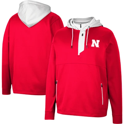 Men's Colosseum Scarlet Nebraska Huskers Luge 3.0 Quarter-Zip Hoodie