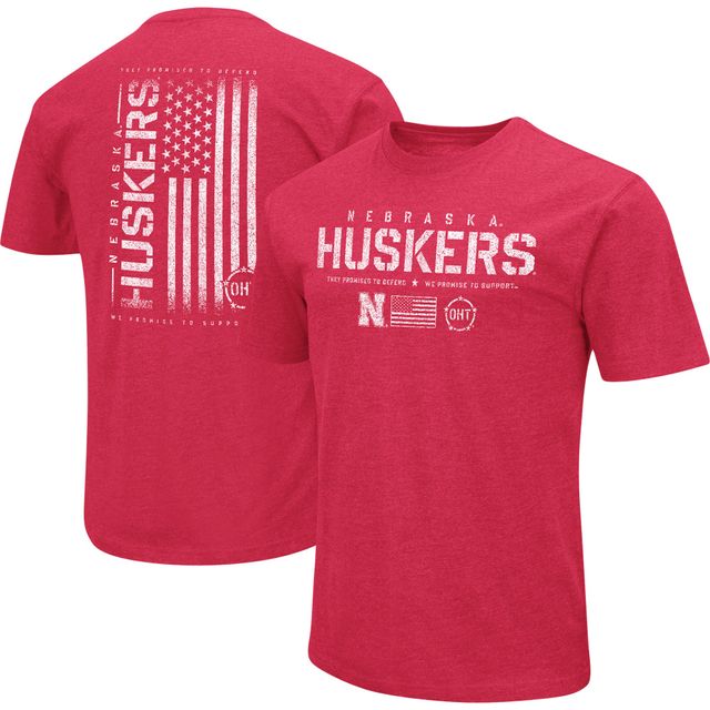 Colosseum Scarlet Nebraska Huskers OHT Military Appreciation Flag 2.0 T-shirt pour homme