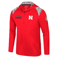 Veste à capuche fermeture éclair quart de tour pour homme Colosseum Scarlet Nebraska Huskers OHT Military Appreciation