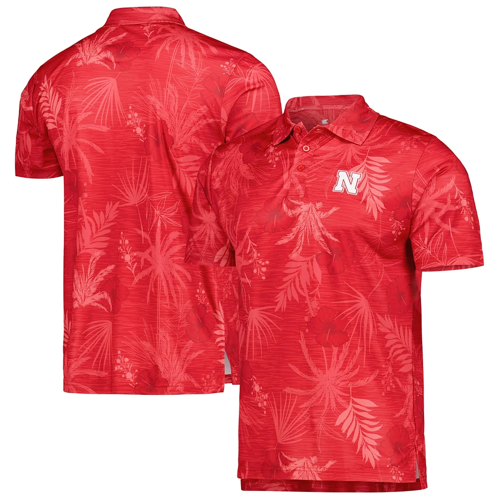 Men's Colosseum Scarlet Nebraska Huskers Palms Team Polo